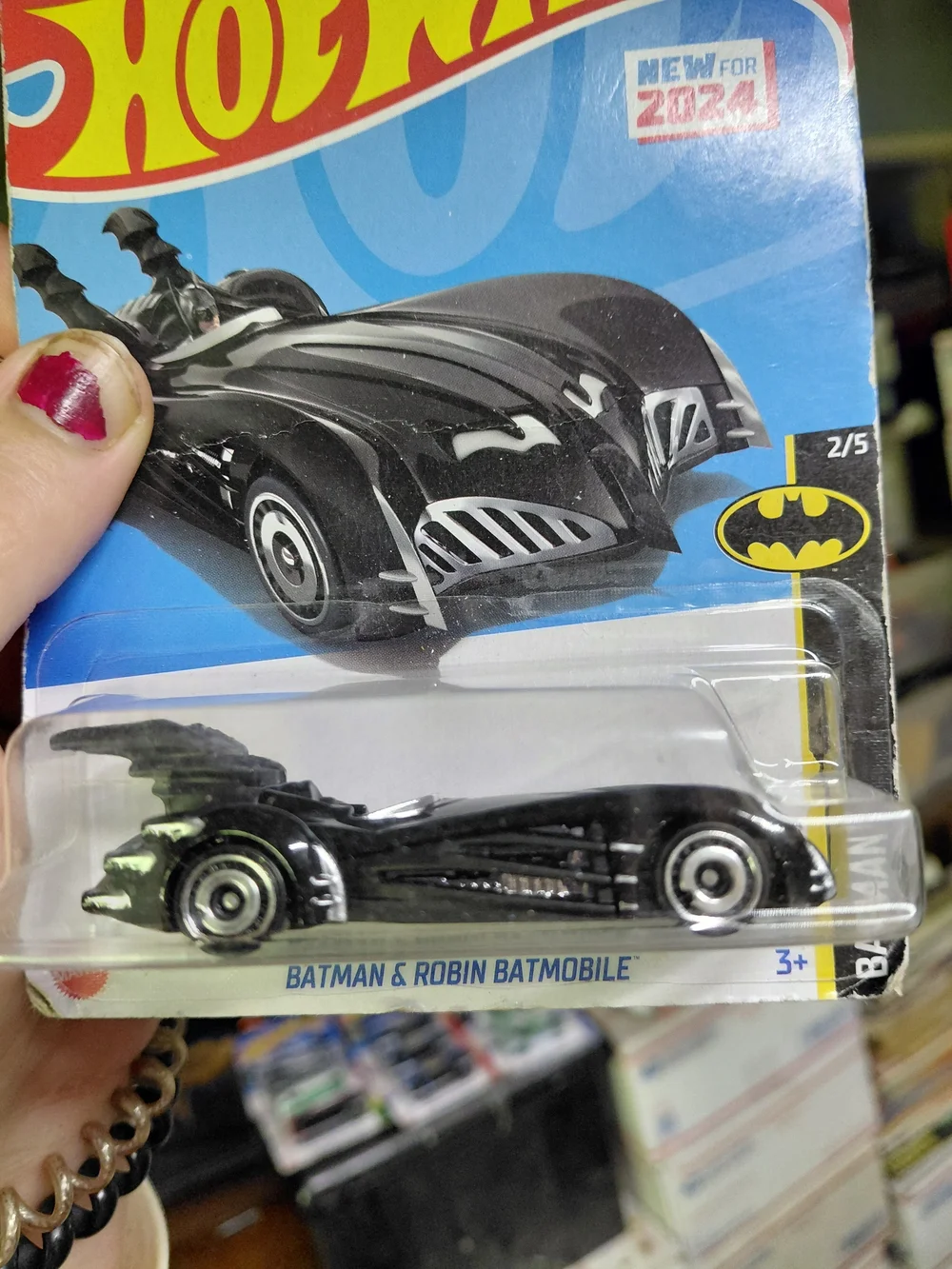 the Hot Wheels 2025 Batman & Robin Batmobile (54/250, Batman 2/5), black